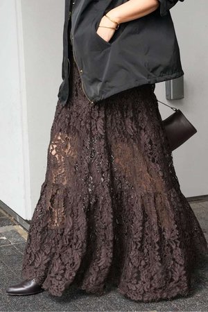 ドゥーズィエムクラス/Deuxieme Classeの*追加 Lace Tiered スカート(110700/110703)