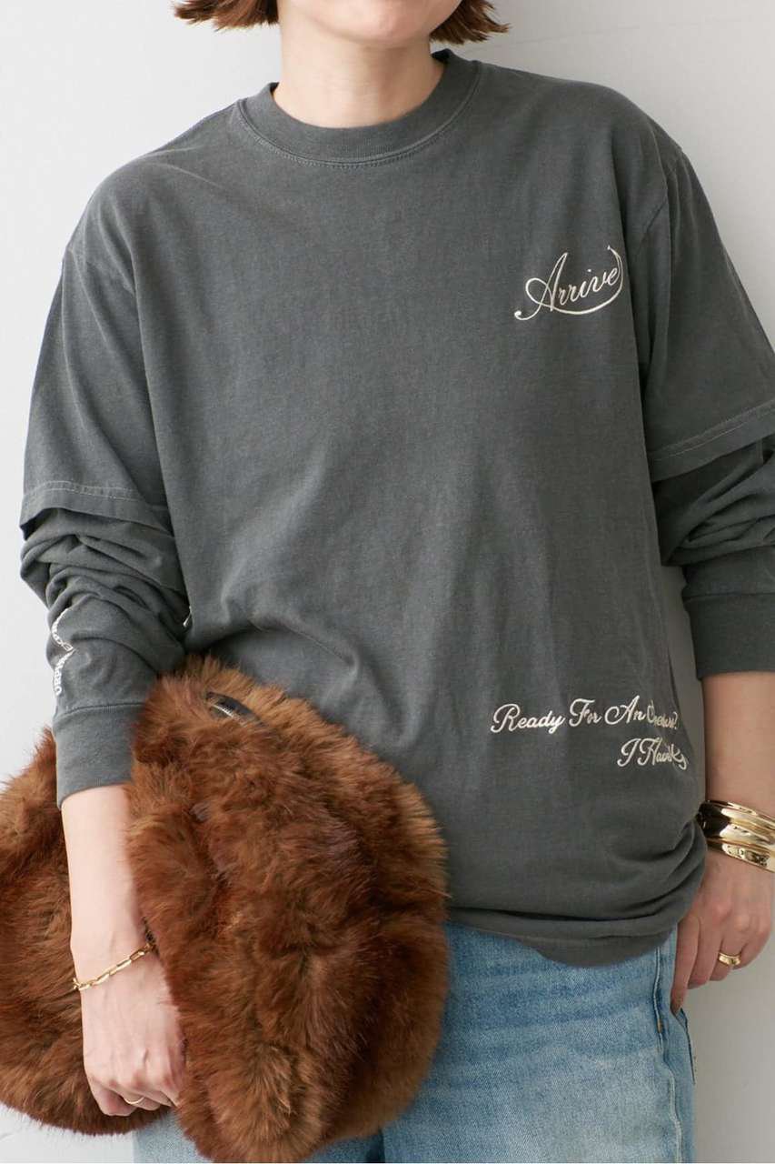 Deuxieme Classe BTN レイヤードTシャツ (グレー, F) ドゥーズィエムクラス ELLE SHOP