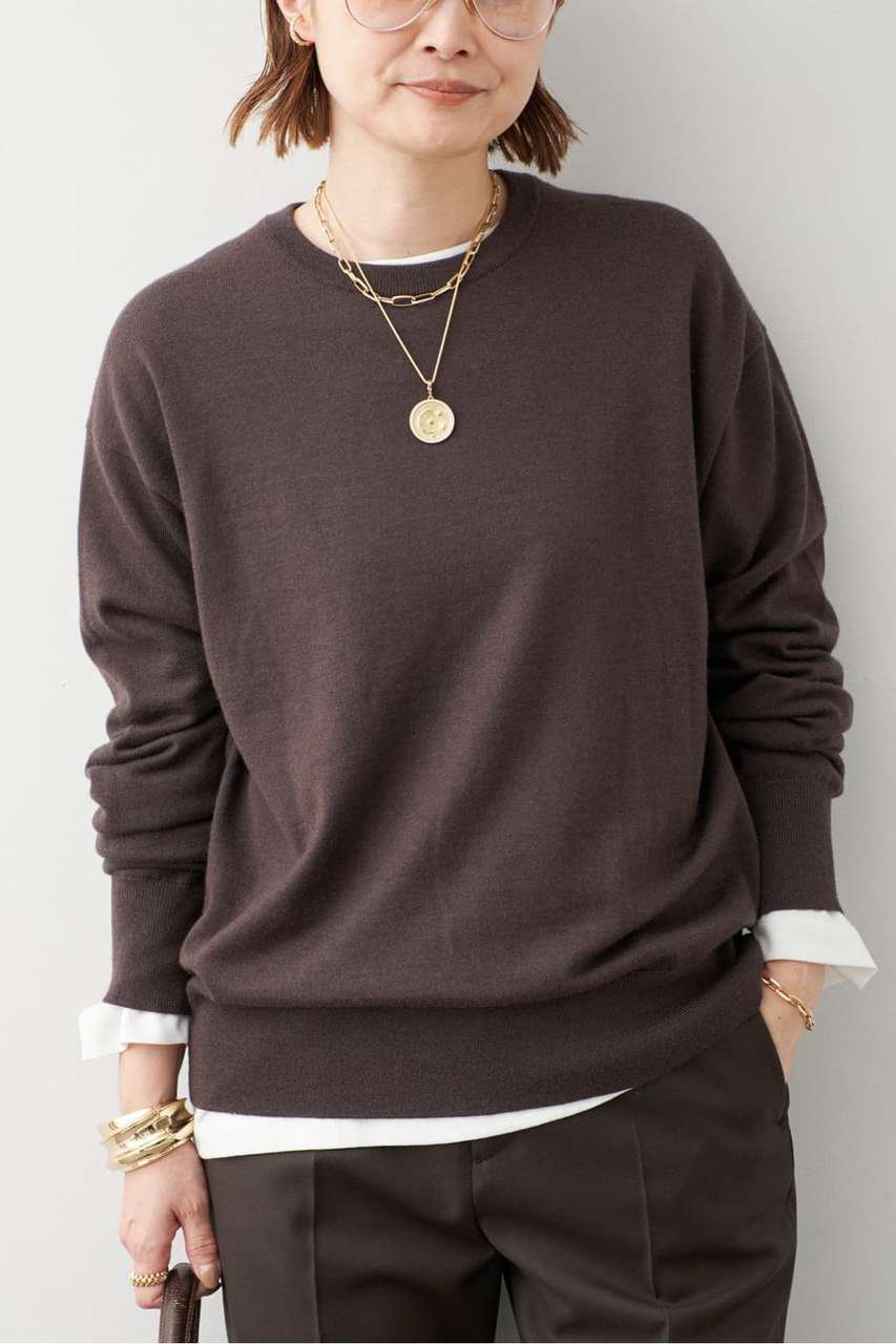 Deuxieme Classe Essential クルーネックニット (ブラウン, F) ドゥーズィエムクラス ELLE SHOP