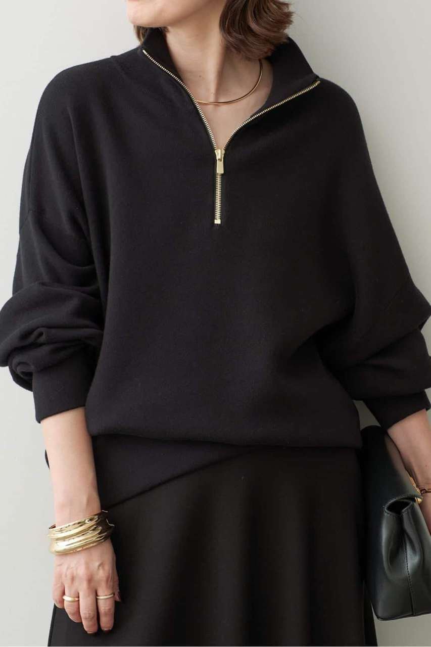 Deuxieme Classe 《予約》*追加 Smooth Half Zip プルオーバー (ブラック, F) ドゥーズィエムクラス ELLE SHOP