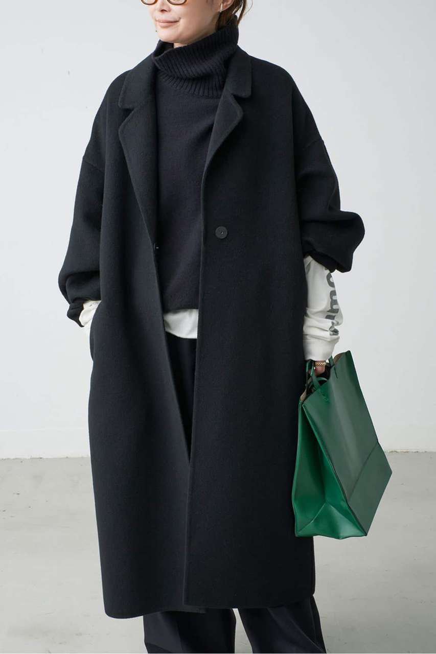 Deuxieme Classe 《予約》ウールアンゴラリバーコート (ブラック, 36) ドゥーズィエムクラス ELLE SHOP