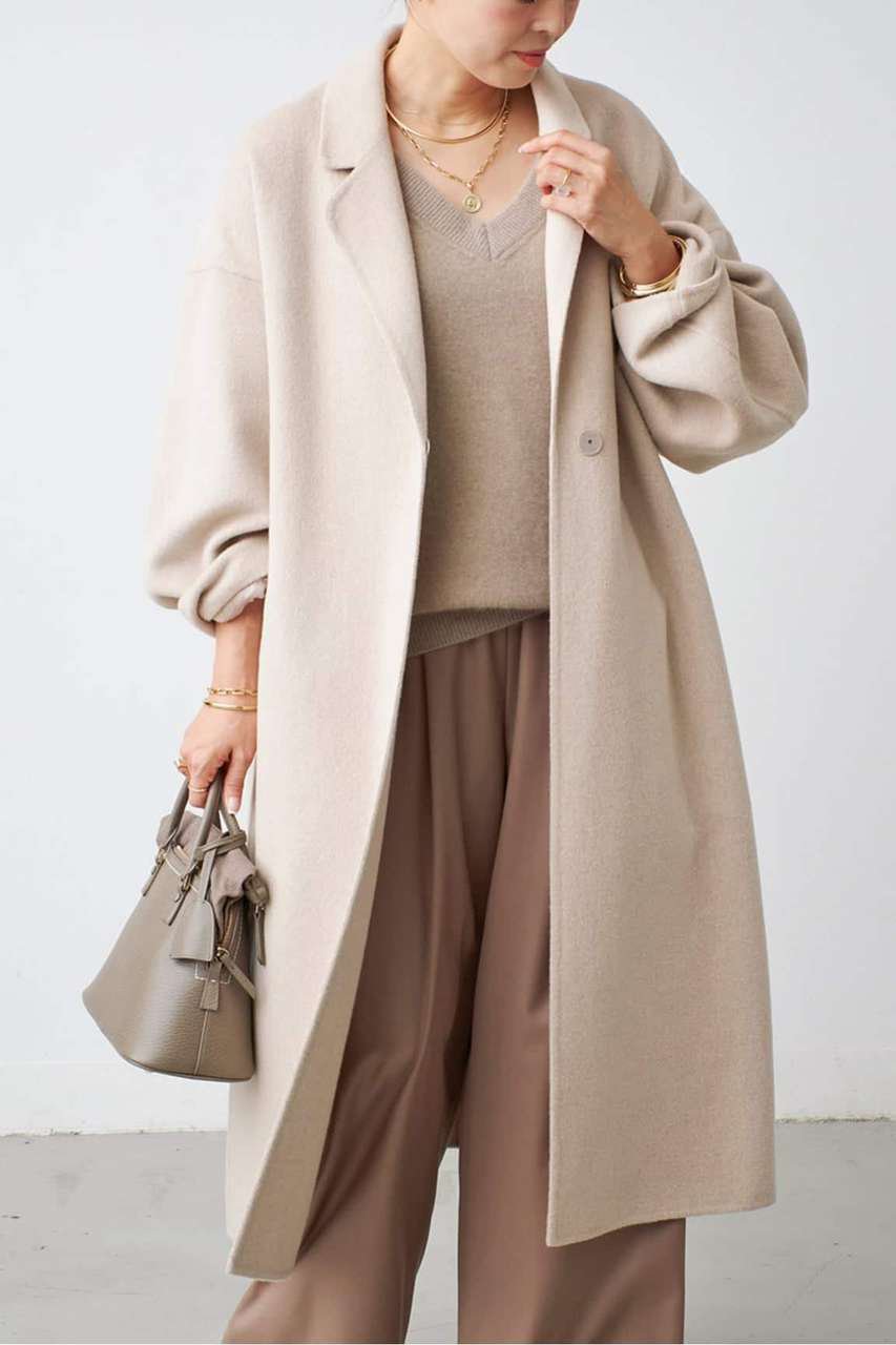 Deuxieme Classe 《予約》ウールアンゴラリバーコート (ベージュ, 38) ドゥーズィエムクラス ELLE SHOP