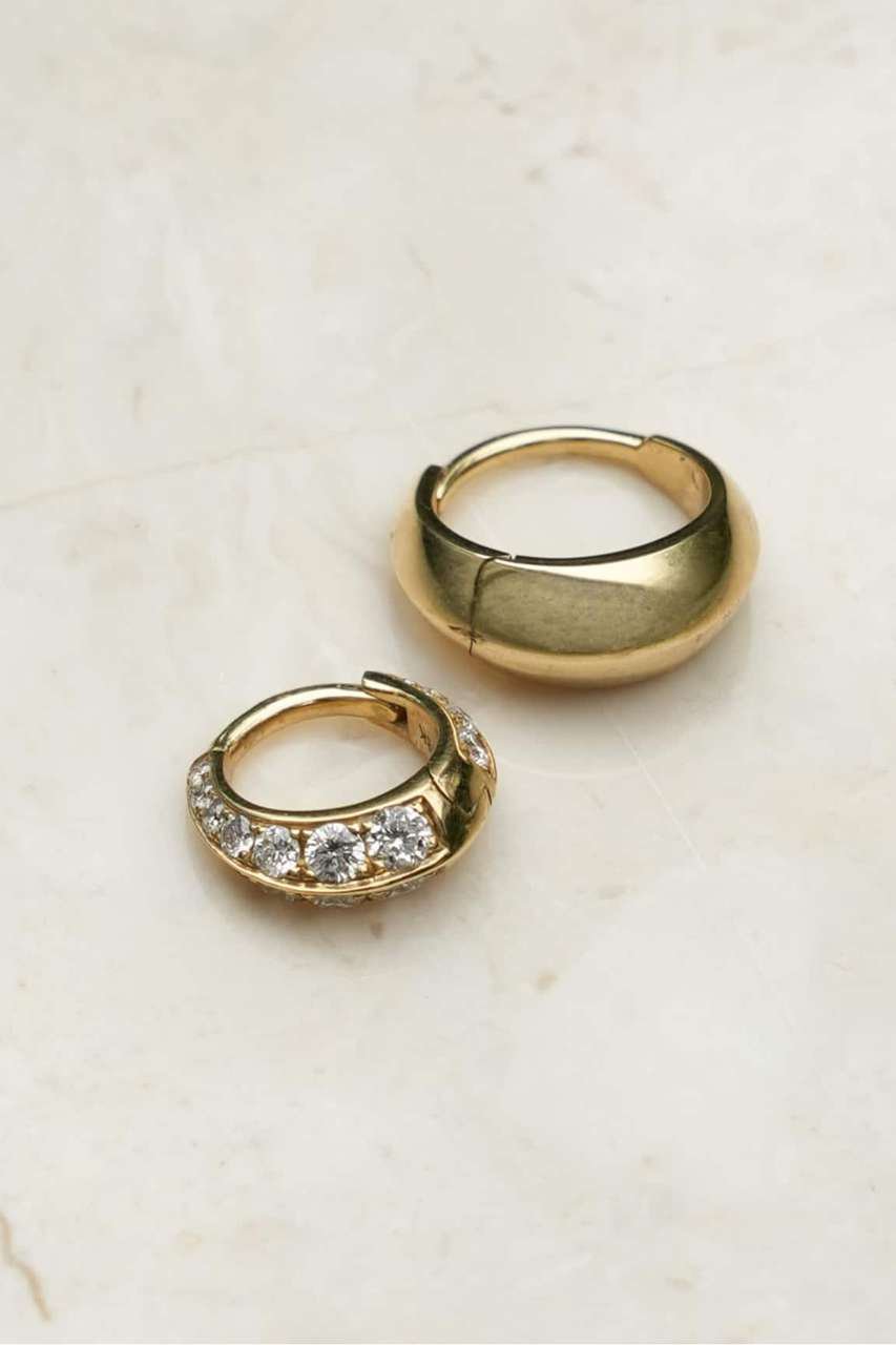 Deuxieme Classe *【LIZZIE MANDLER/リジーマンドラー】PAVE CRESCENT HOOP 6.5 (ゴールド, フリー) ドゥーズィエムクラス ELLE SHOP