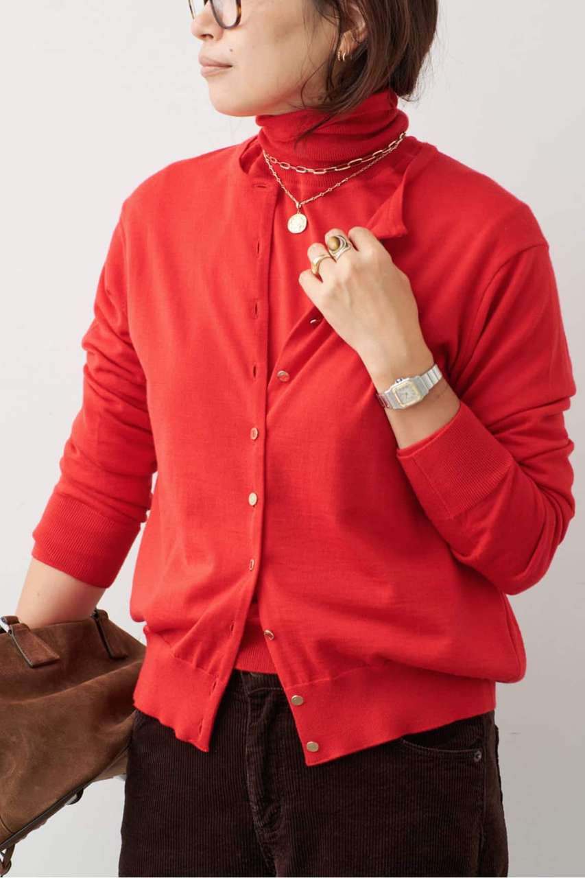 Deuxieme Classe *FF30 TODAY クルーネック カーディガン (レッド, F) ドゥーズィエムクラス ELLE SHOP
