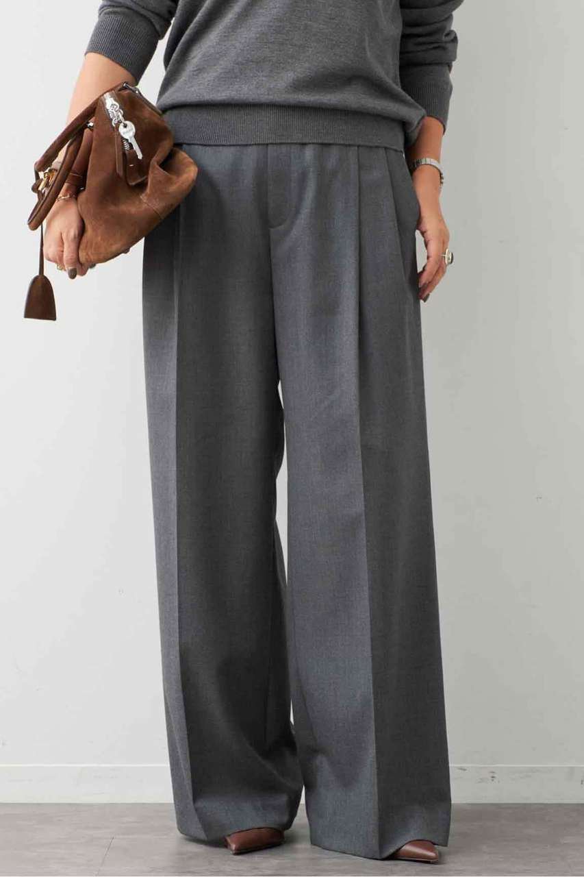 Deuxieme Classe *WOOL TUCK パンツ (グレー, 38) ドゥーズィエムクラス ELLE SHOP