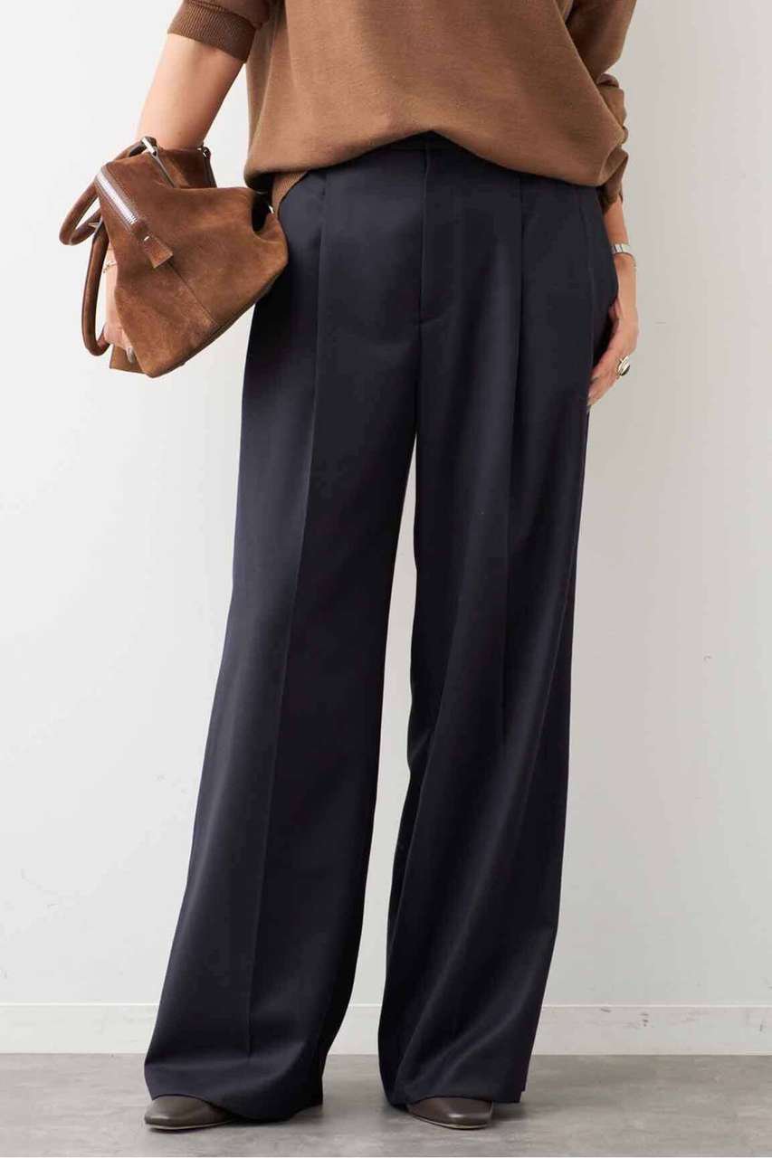 Deuxieme Classe *WOOL TUCK パンツ (ネイビー, 34) ドゥーズィエムクラス ELLE SHOP
