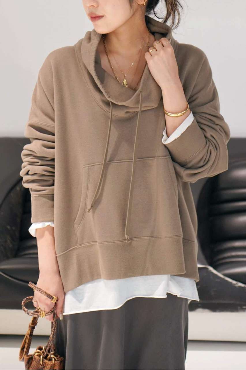 AP STUDIO Wool mix loose-neck sweat (ベージュ, F) エーピーストゥディオ ELLE SHOP
