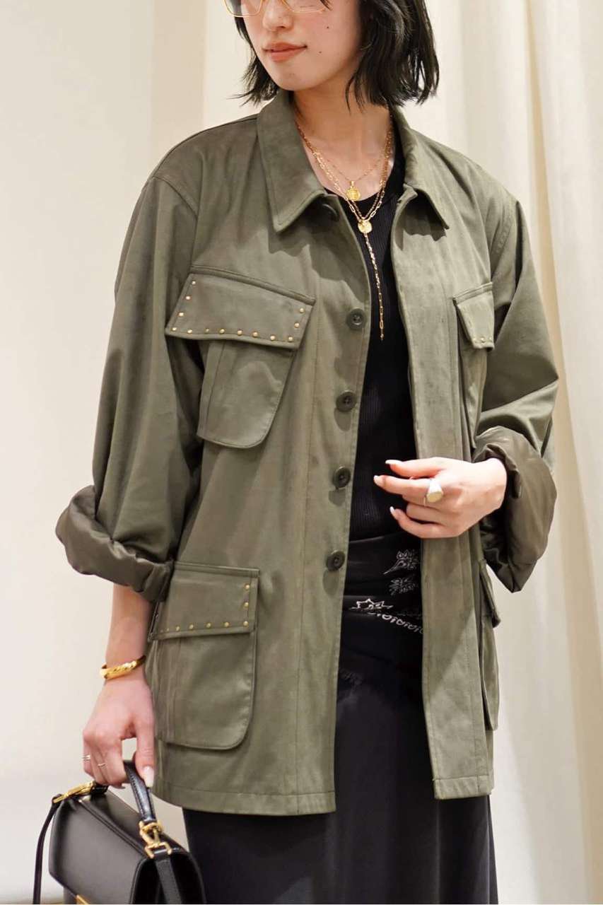 AP STUDIO 【ARCHIVE STANCE/アーカイブスタンス】fake suede military Jacket (カーキ, フリー) エーピーストゥディオ ELLE SHOP