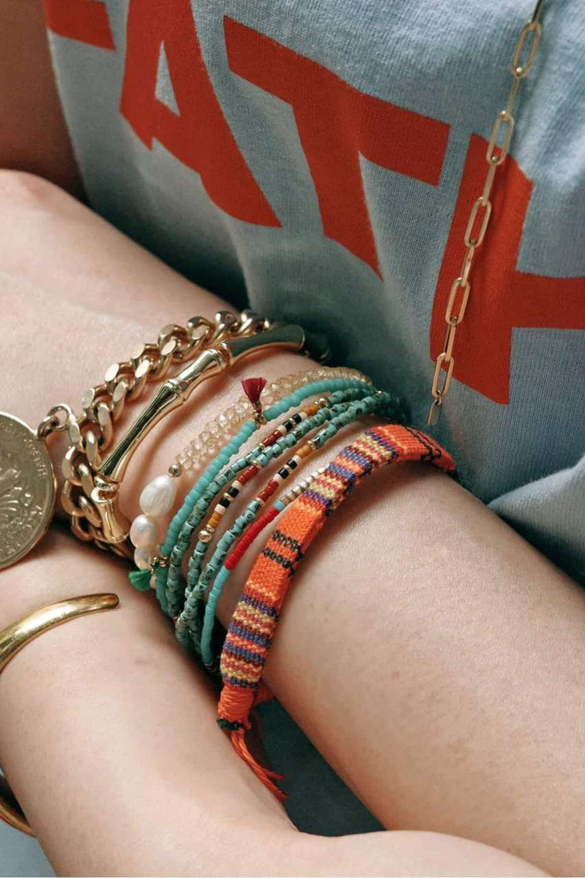 AP STUDIO 【SHASHI/シャシ】別注Custom Bracelet 4 orange (オレンジ, フリー) エーピーストゥディオ ELLE SHOP