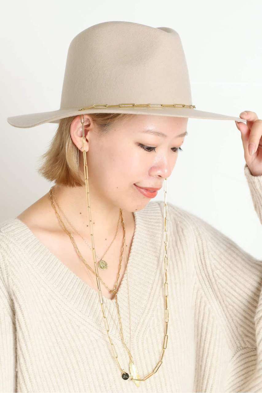 AP STUDIO 【VAN PALMA/ヴァン パルマ】CLAUDIE HAT with chain (ベージュ, フリー) エーピーストゥディオ ELLE SHOP