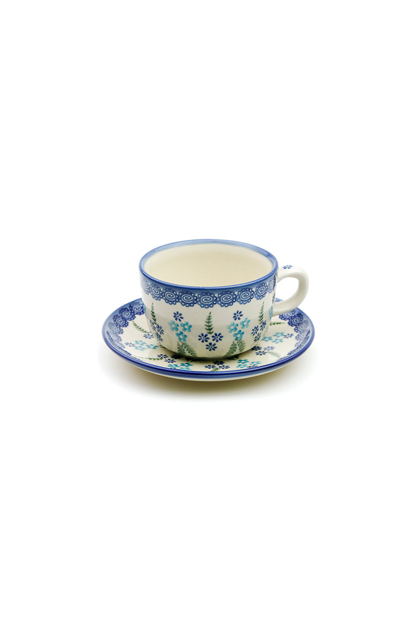 ポーリッシュポタリー/Polish Potteryのカップ＆ソーサー(ブルー/W133-153)