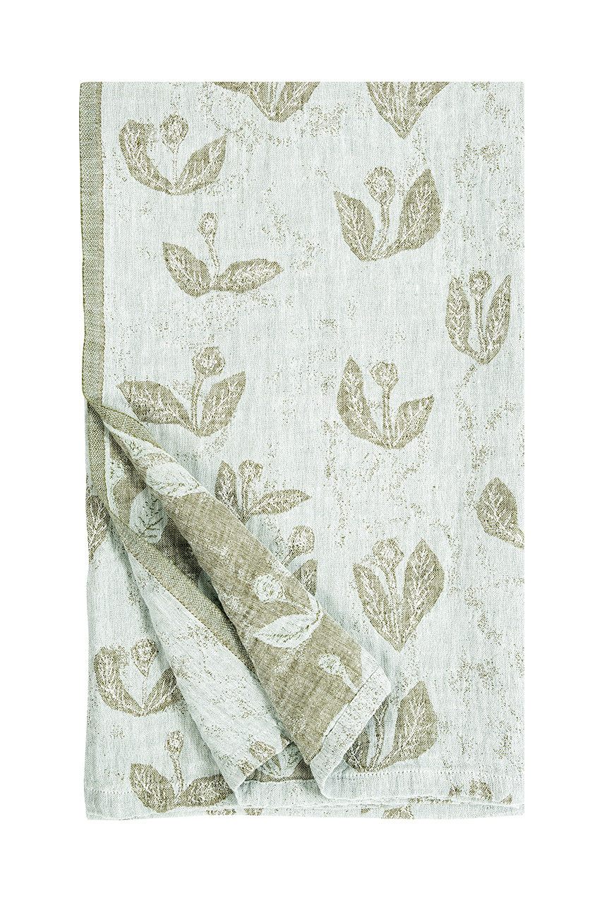 ラプアン カンクリ/LAPUAN KANKURITのKESAKUKKA リネンブランケット 145x180cm(グレー×オリーブ/LK68681)