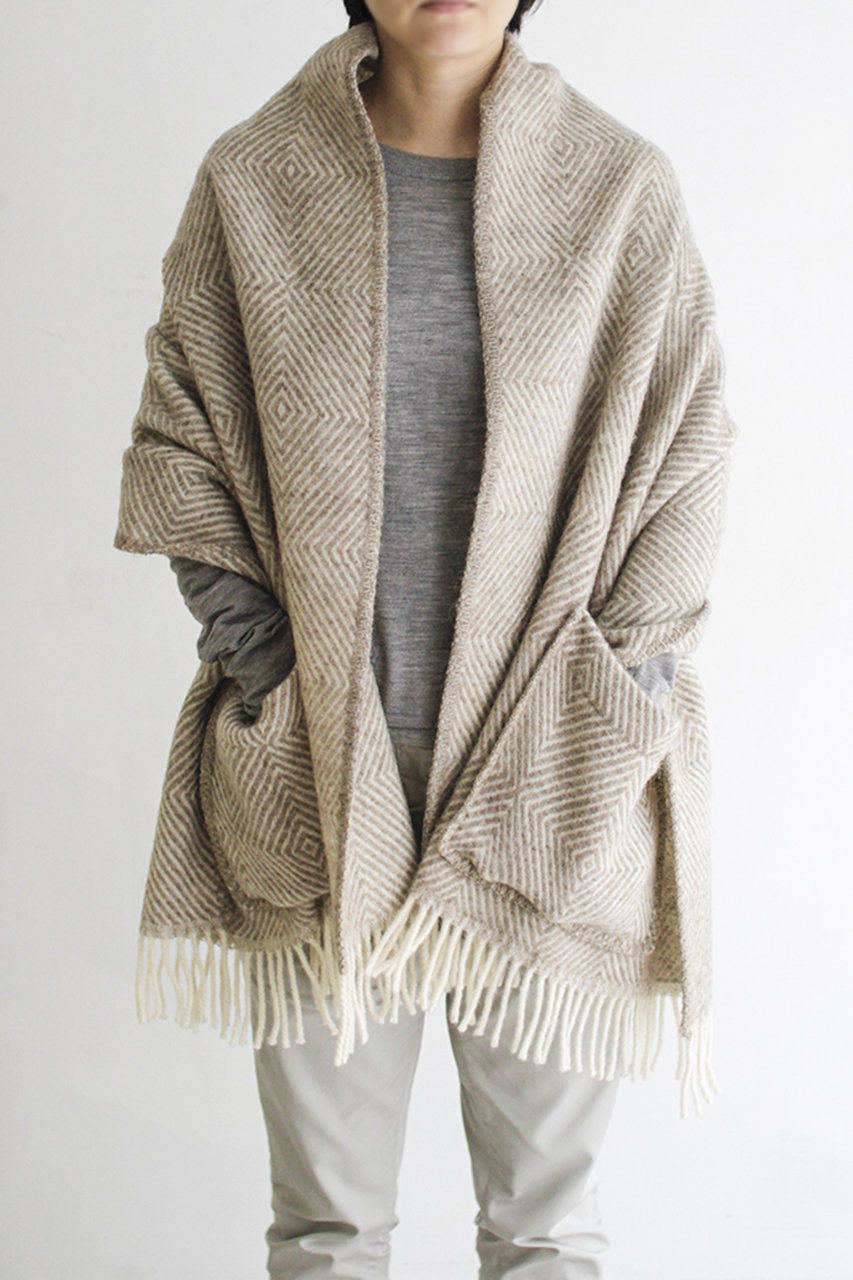 ラプアン カンクリ/LAPUAN KANKURITのMARIA pocket shawl 60x180cm+fringes(brown-white/LK102412)