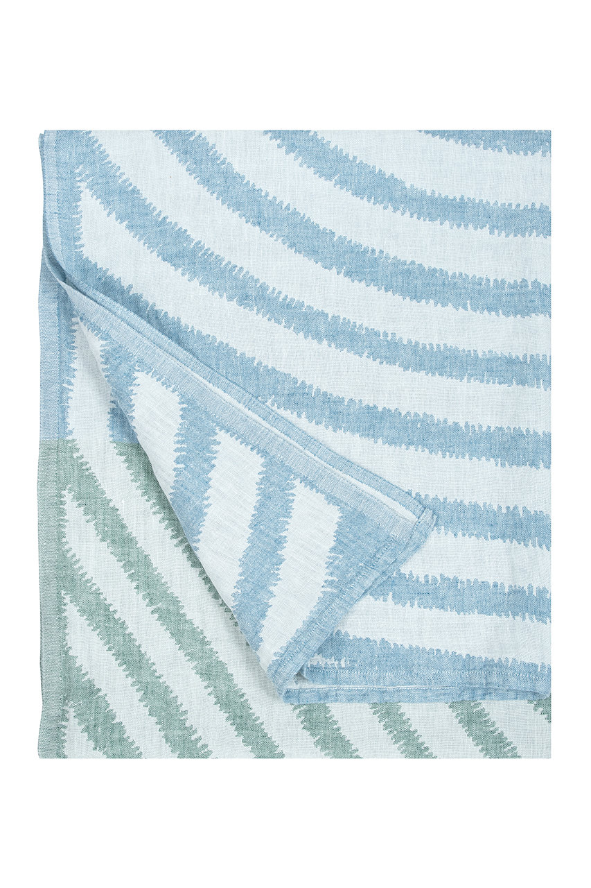 ラプアン カンクリ/LAPUAN KANKURITのMETSALAMPI ブランケット 145x200cm(ホワイト×グリーン×レイニーブルー/LK68404)