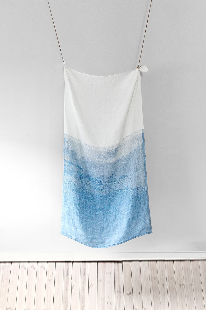 ラプアン カンクリ/LAPUAN KANKURITのSAARI multi-use towel 95x180cm(white-blue/LK63853)