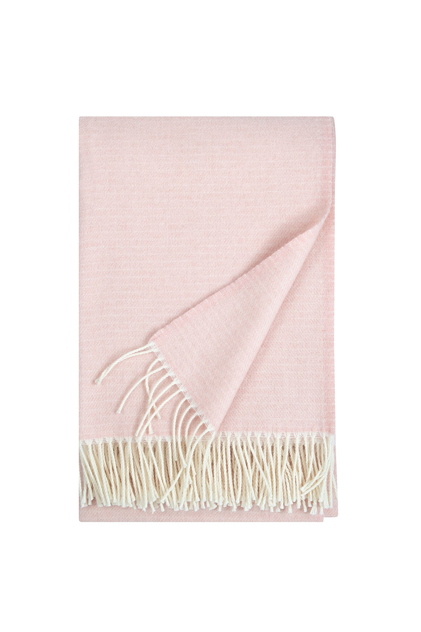 ラプアン カンクリ/LAPUAN KANKURITのLEPO ウールブランケット 135x180cm+fringes(ホワイト×ローズ/LK101466)