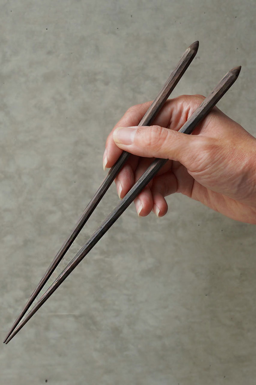 黒檀　美品 amenoie(アメノイエ)｜大黒屋 細身 八角縞黒檀 無塗装 23.5cm/黒 の