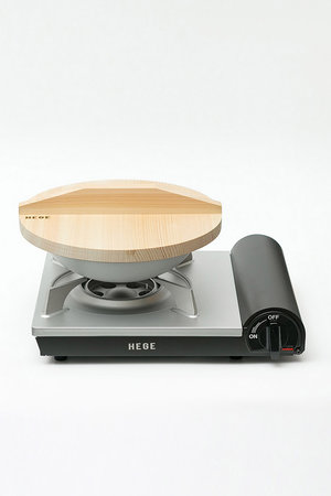 ヘゲ/HEGEのΦ250直火鍋 1.0（木蓋付）+ カセットこんろ(510200/510202)