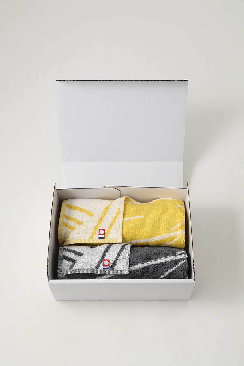 ムスタキビ/Mustakiviのギフトセット 渓流 フェイスタオル2枚(DARK GRAY×MUSTARD/2269902)