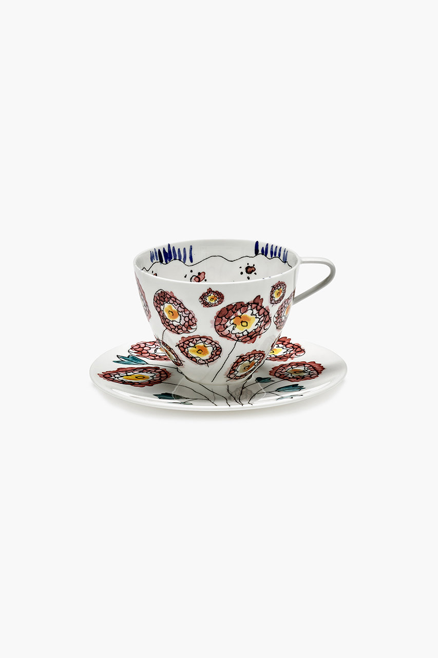 セラックス/SERAXの【SERAX×MARNI】ミッドナイト フラワーズ カプチーノカップ＆ソーサー 2客セット(アネモネ ミルク/B9223129-403)
