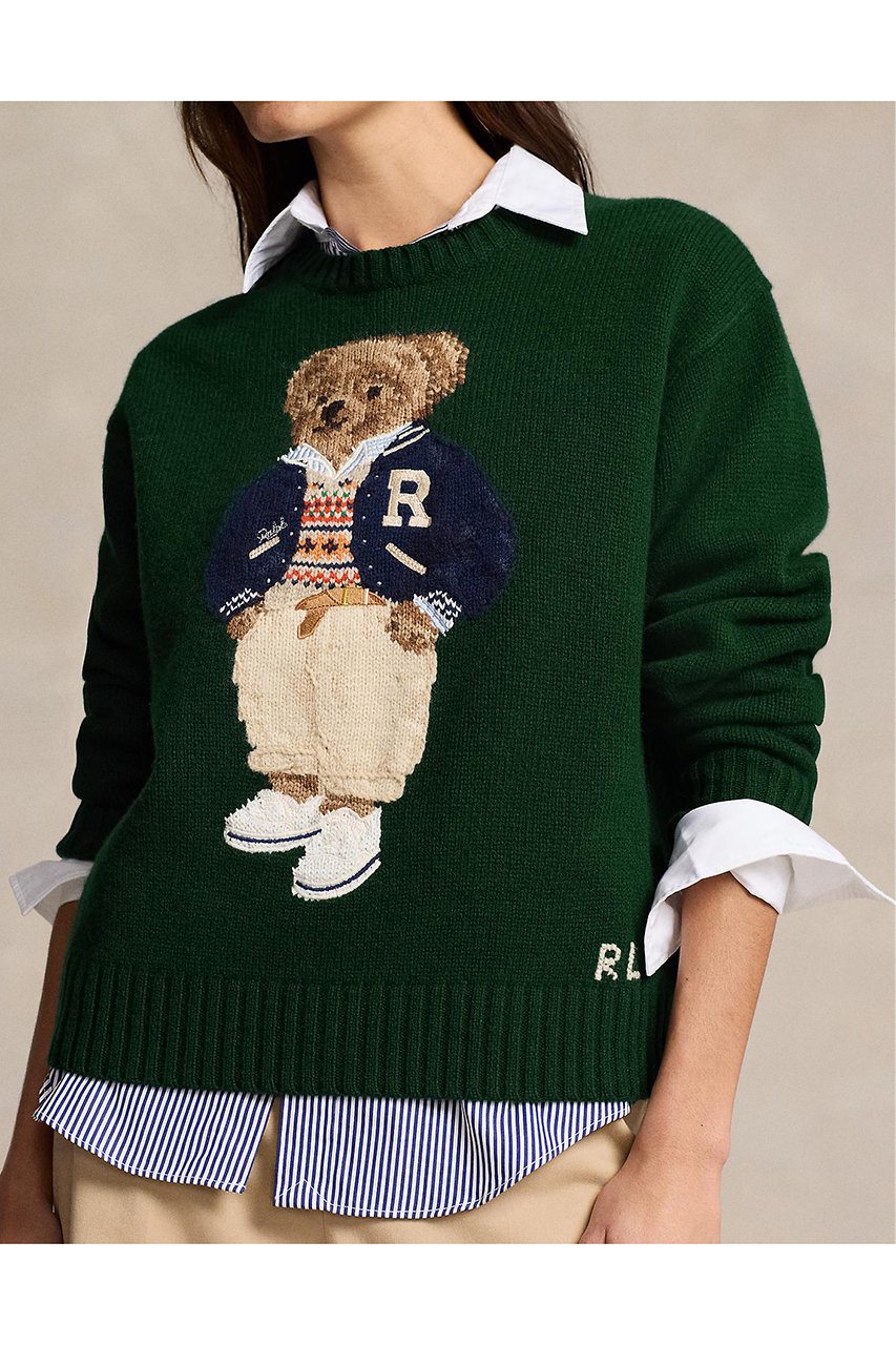 RALPH LAUREN(ラルフローレン)｜【POLO RALPH LAUREN】POLO ベア ウールカシミヤ セーター/グリーン  の通販｜ELLESHOP・(エル・ショップ)